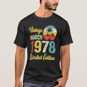 Camiseta Vintage março 1978 44 Anos Aniversário