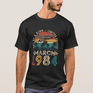 Camiseta Vintage março 1984 aniversário de 40 anos dá homen