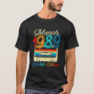 Camiseta Vintage Março 1989 Cassete 33Rd Aniversário 33 A