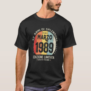 Camiseta Vintage março 1989 Mulheres Homens 32º aniversário