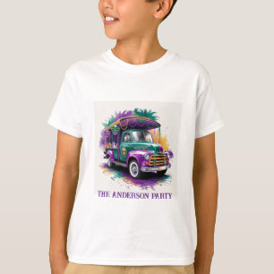 Camiseta Vintage Mardi Gras Truck Watercolor Family