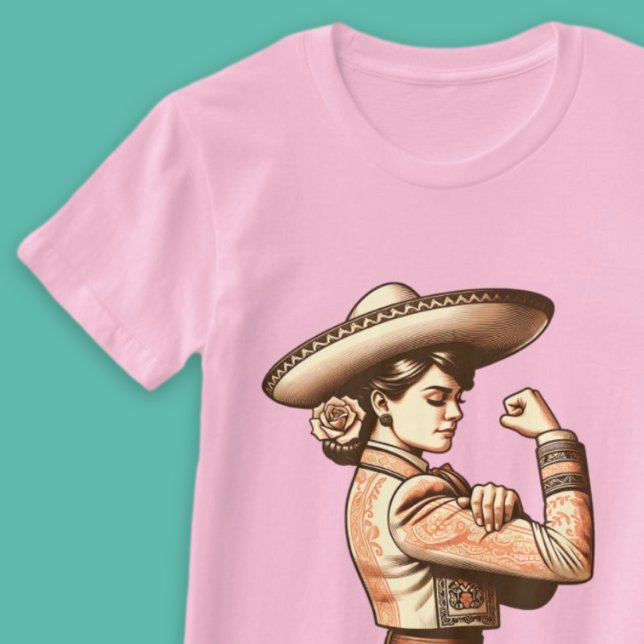 Camiseta Vintage Mariachi mexicana Herança Hispânica (Vintage Mariachi Mexican Woman Hispanic Heritage T-Shirt.)
