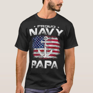Camiseta Vintage - Marinho Orgulhoso Papa com F americano