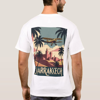 Camiseta Vintage Marrakech Skyline and Airplane