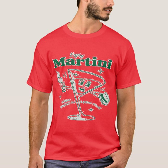 Camiseta Vintage Martini Cocktail Estilo Retro Estilo Engra (Frente)