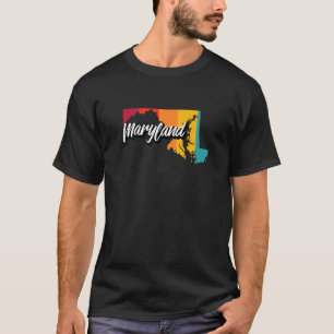 Camiseta Vintage Maryland Retro 70s Stripes Maryland Us Sta