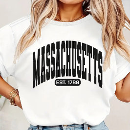Camiseta Vintage Massachusetts Shirt, EUA State Viagem Gift