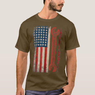Camiseta Vintage Mechanic USA Flag American Mechanisanisani