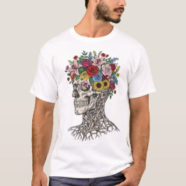 Camiseta Vintage medicina anatomia crânio florista médico