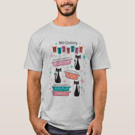 Camiseta Vintage Médio Century Black Cats Pyrex Mens T-Shir