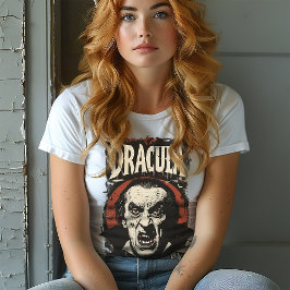 Camiseta Vintage Meio século Gótico Retro Dracula Halloween