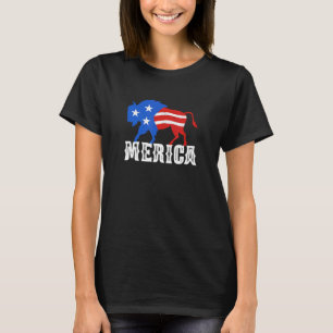 Camiseta Vintage Merica Patriotic Bison Buffalo Com A Améri
