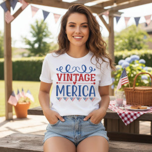 Camiseta Vintage Merica Red White e Blue Patriotic
