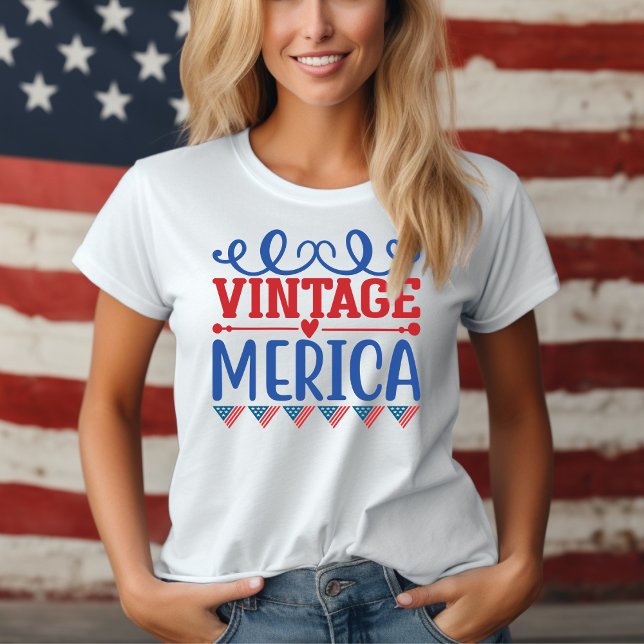 Camiseta Vintage Merica Red White e Blue Patriotic (Vintage Merica Red White and Blue Patriotic T-Shirt)