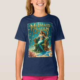 Camiseta Vintage Mermaid Queen Girls Retro Ocean Princess