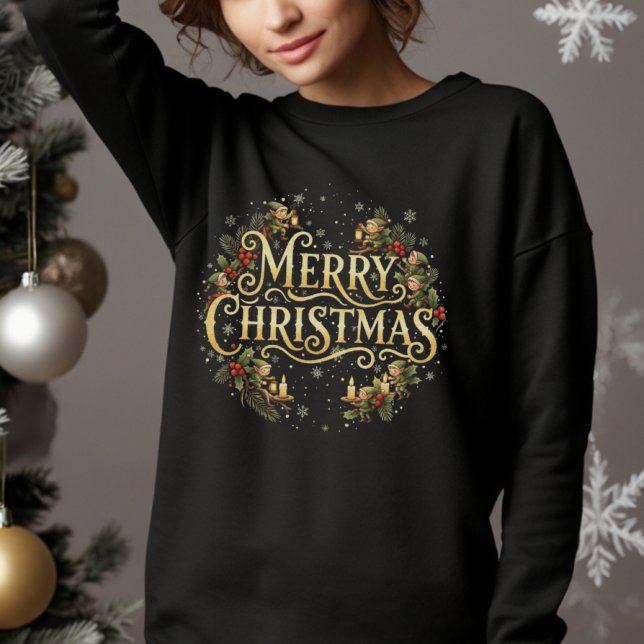 Camiseta Vintage Merry Christmas Elf Wreath – Holiday Art (Criador carregado)