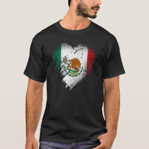 Camiseta Vintage Mexico Heart Flag para Mexicanos