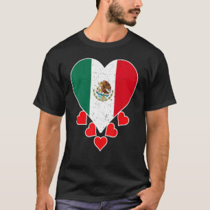 Camiseta Vintage Mexico Love Heart Flag For Mexico Pride