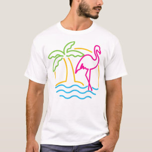 Camiseta Vintage Miami Retro Neon Pink Flamingo