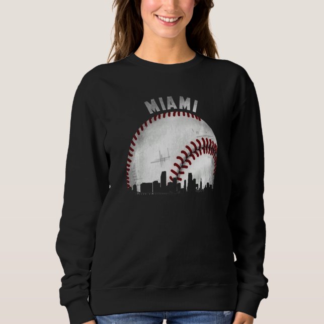 Camiseta Vintage Miami Skyline City Baseball  1 (Frente)