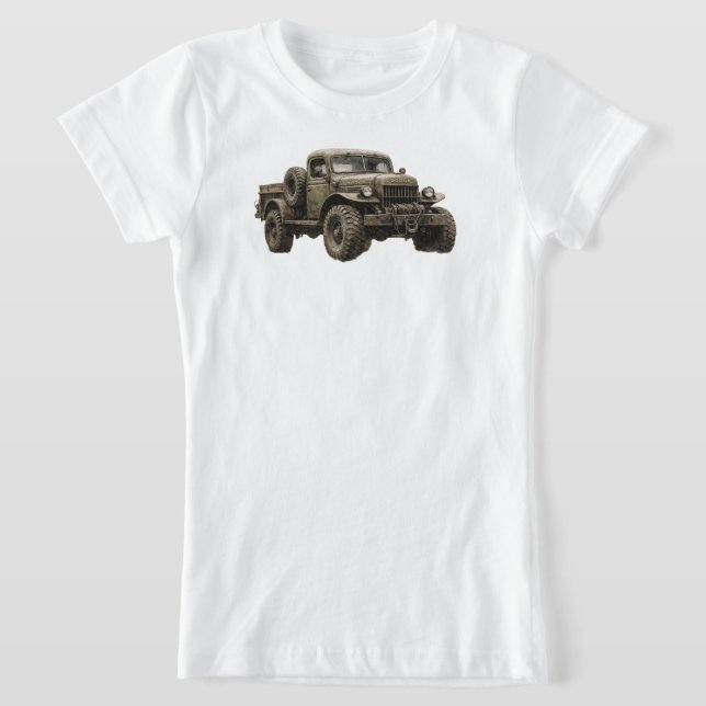Camiseta Vintage Military Off-Road Truck Illustration (Postura )