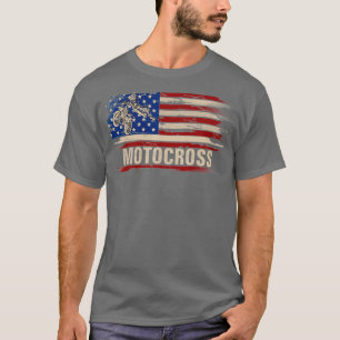 Camiseta Vintage Motocross American Flag Funny Dirt Bike
