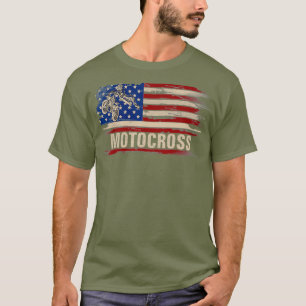 Camiseta Vintage Motocross American Flag Funny Dirt Bike