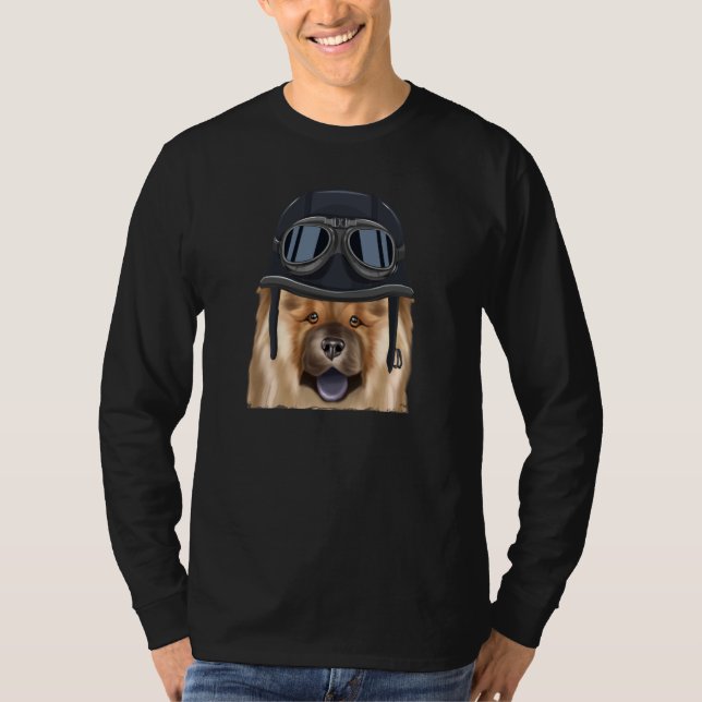Camiseta Vintage Motorcycle Helmet Chow Chow (Frente)