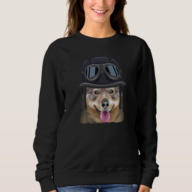Camiseta Vintage Motorcycle Helmet Swedish Vallhund (Frente)