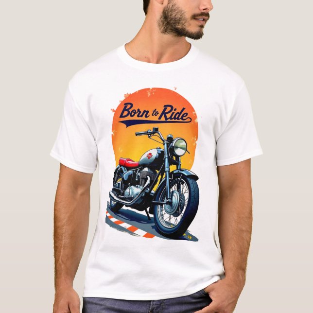 Camiseta Vintage Motorcycle 'Nascer to Ride' Art. (Frente)