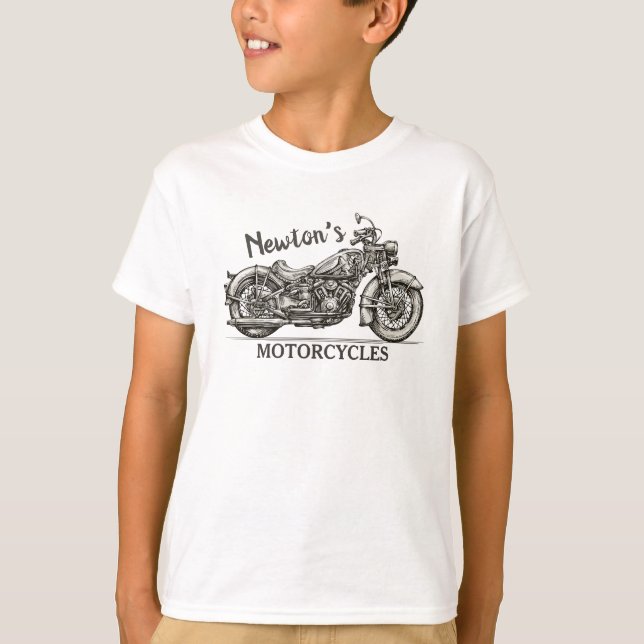 Camiseta Vintage Motorcycle Personalized NAME Garage (Frente)