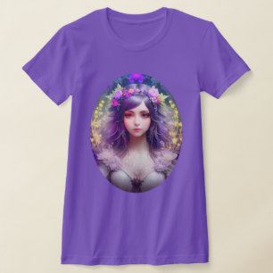 Camiseta Vintage Mucha Style Linda Retrato de Mulher