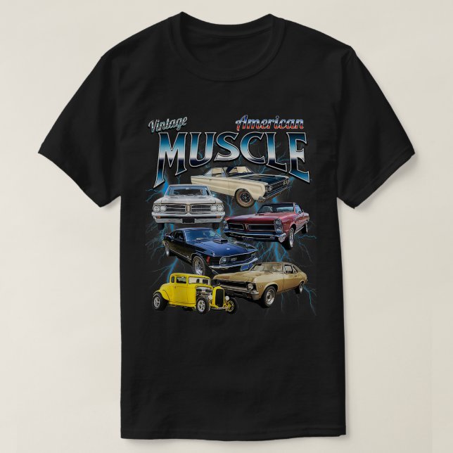 Camiseta Vintage Muscle Bootleg Estilo Americano (Frente do Design)