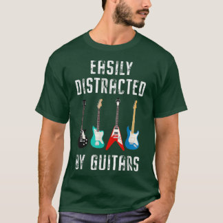 Camiseta Vintage Music Easily Distracted Guitars String Ins