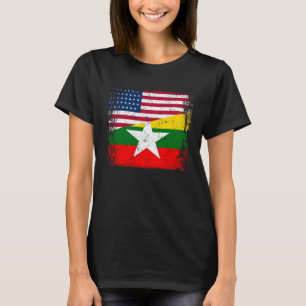 Camiseta Vintage Myanmar Burma E American Com Bandeira Lega
