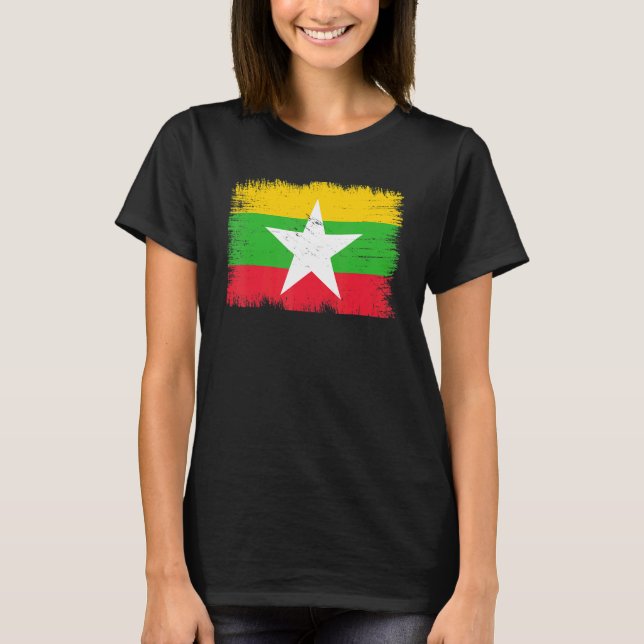 Camiseta Vintage Myanmar Flag Burmese Independence Day (Frente)