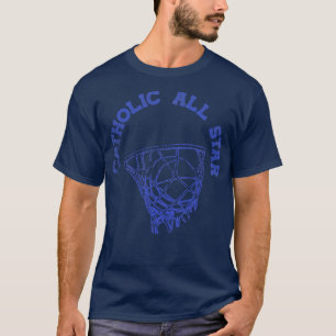 Camiseta Vintage, na escola católica de basquetebol