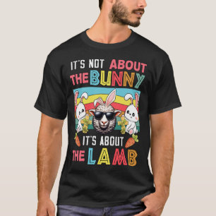 Camiseta Vintage Não É Coelho É Sobre Cordeiro Páscoa Coelh