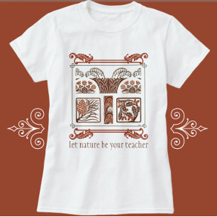 Camiseta Vintage Nature Art Deco Floral Pinecones