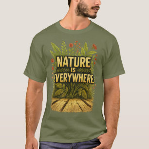 Camiseta Vintage "Nature Is Everywhere" Arte Botânica De Ci