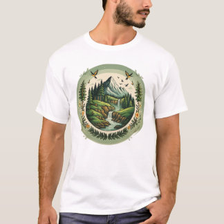 Camiseta Vintage Nature Landscape Mountain Scene