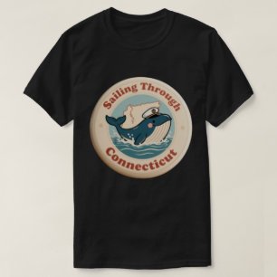 Camiseta Vintage navegando através da baleia de Connecticut