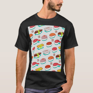 Camiseta Vintage nigiri sushi, padrão de rabisco
