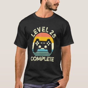 Camiseta Vintage Nível 25 Completado 25 Aniversário 25 Anos