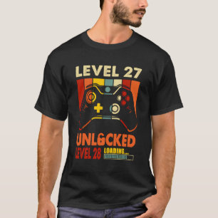 Camiseta Vintage Nível 27 Desbloqueado 27º Aniversário 27 A