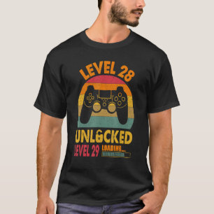 Camiseta Vintage Nível 28 Desbloqueado 28º Aniversário 28 A
