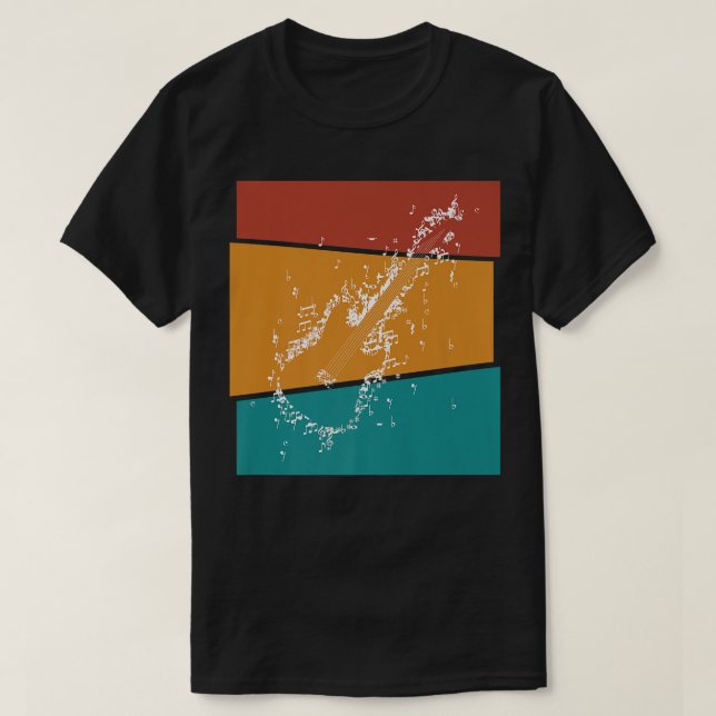 Camiseta Vintage Notes Electric Guitar1439 (Frente do Design)