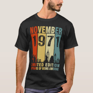 Camiseta Vintage Novembro 1971 52 Anos 52 Anos Aniversário