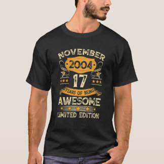Camiseta Vintage novembro 2004 17º aniversário 17 anos de i