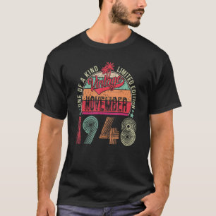 Camiseta Vintage novembro de 1948 74 Anos 74 Anos Aniversár